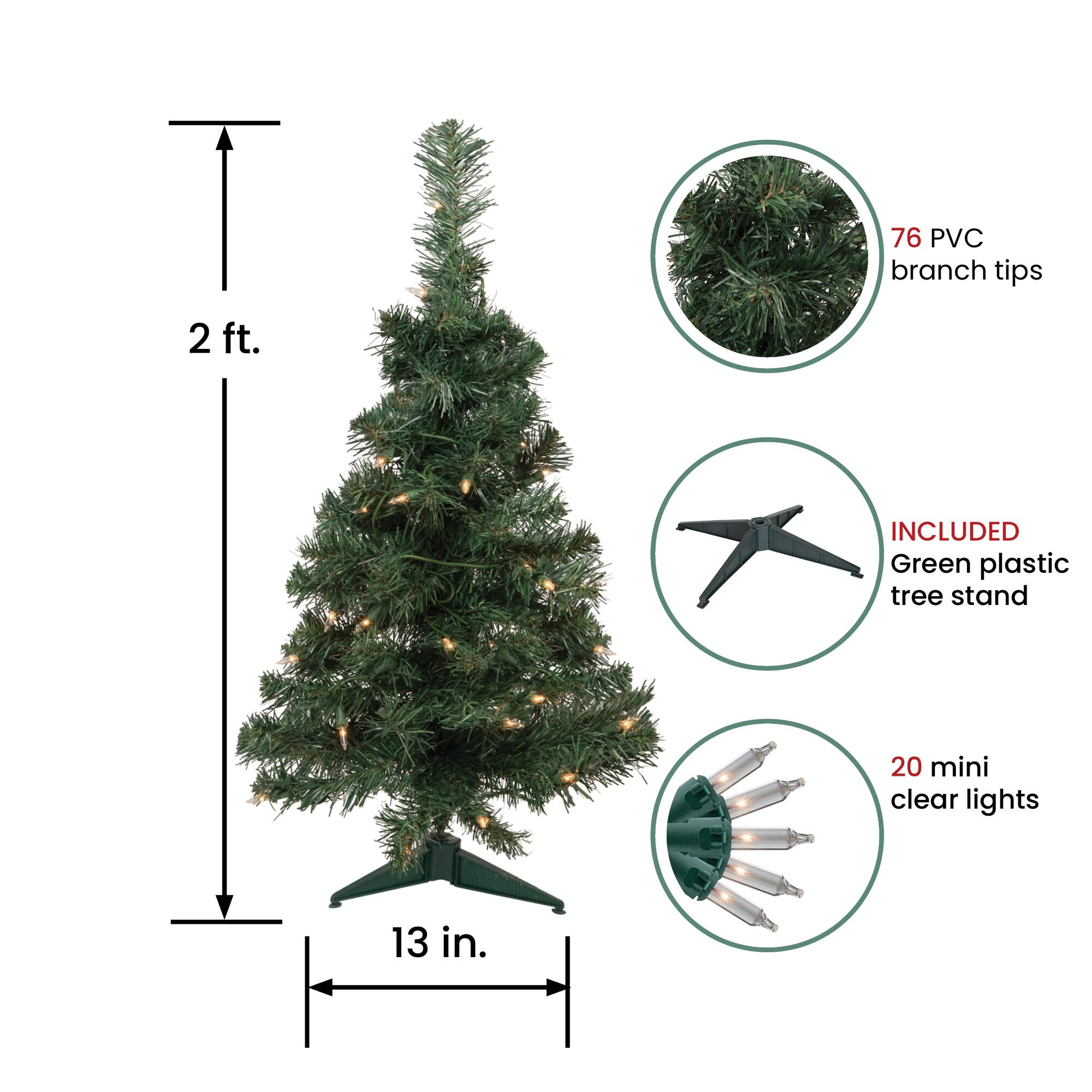 2ft. Pre-Lit Blackwater Fir Artificial Christmas Tree, Clear Lights